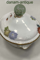 Royal Copenhagen Stel No 93 Hvid Halvblonde m. Blomster og Guldkant Lågfad