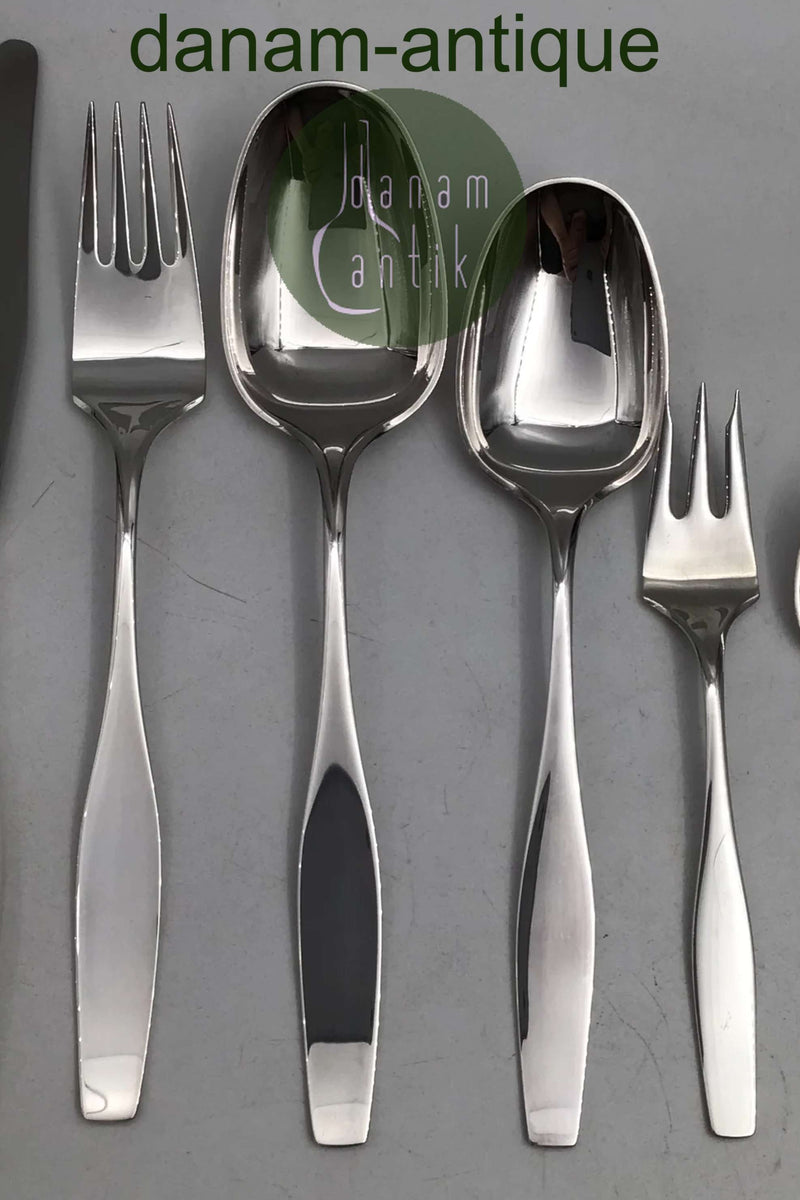 Hans Hansen Sterling Sølv Charlotte Bestiksæt 12 Personer (72 dele)