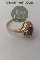 14K Guldring med Ametyst og Diamant