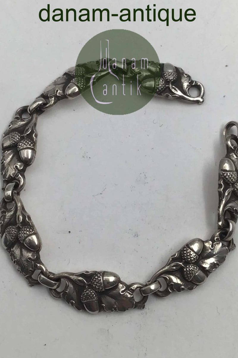 Evald Nielsen Sterling Sølv Armlænke (Agern)