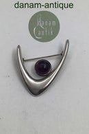 Arne Johansen Sterling Sølv Moderne Broche med Ametyst