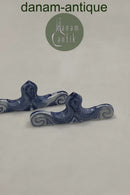 Sæt på 2 Bing og Grøndahl Blåmalet, Musselmalet og Empire Knivstole med defekter