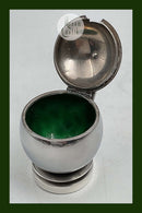 Georg Jensen Pyramide Sterling Sølv Sennepskrukke med Grøn emalje No 632 Harald Nielsen