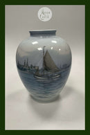 Bing og Grøndahl Art Nouveau unika vase med Kronborg og skib No. 354