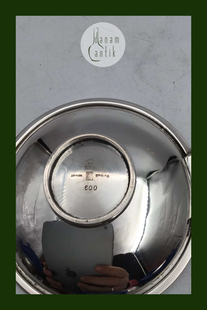 Georg Jensen Sterling Sølv Pyramide Lille skål med håndtag No. 600