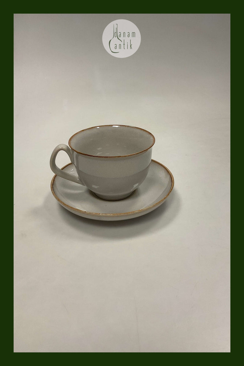 Bing og Grøndahl Glaseret Stentøj Coppelia Thekop med Underkop No 475