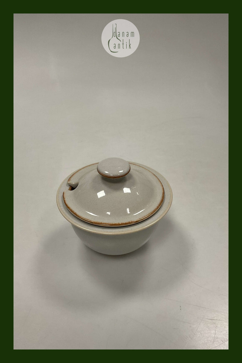 Bing og Grøndahl Glaseret Stentøj Coppelia Sennepskrukke No. 552