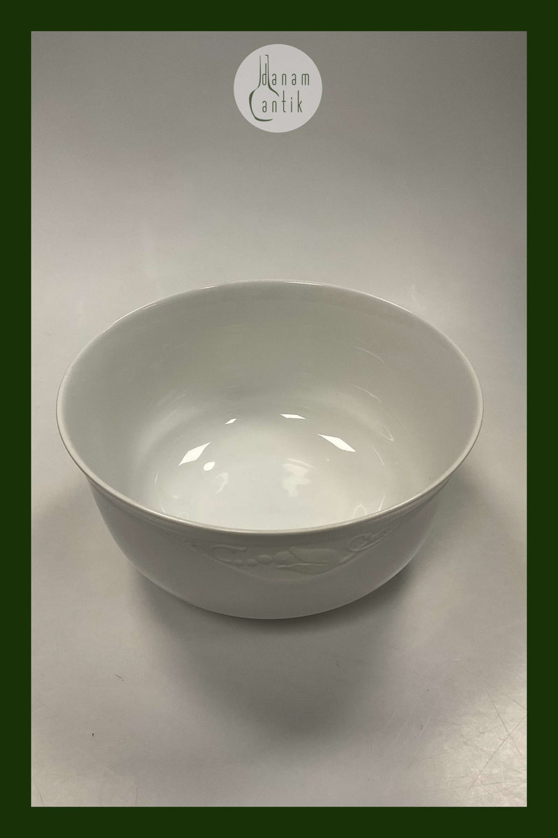 Royal Copenhagen Hvid Magnolia med uglaseret relief Salat Bowl No. 580