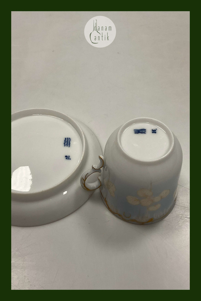 Tidlig Royal Copenhagen Art Nouveau Kop og underkop No 7