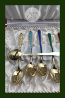 Egon Lauridsen (ELa) Sterling Sølv/Emalje Moccaskeer Forgyldt(6)