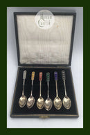 Egon Lauridsen (ELa) Sterling Sølv/Emalje Moccaskeer Forgyldt(6)