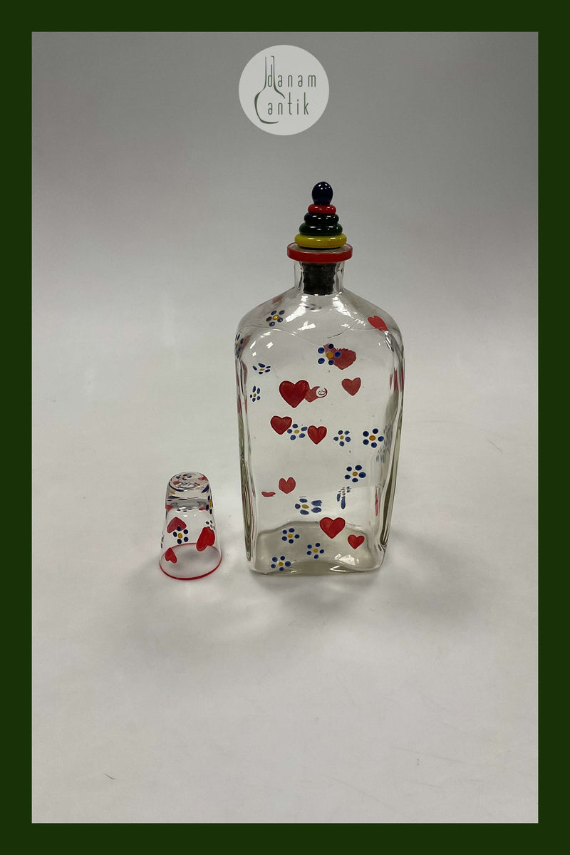 Holmegaard Jacob Bang Kantineflaske med 1 glas Hjerter