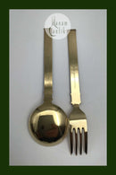 J. Tostrup, Norge Sterling Sølv og Emalje Barnebestiksæt (Forgyldt)