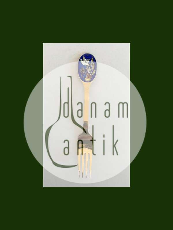 A. Michelsen 1985 Julegaffel Forgyldt Sterling Sølv med emalje