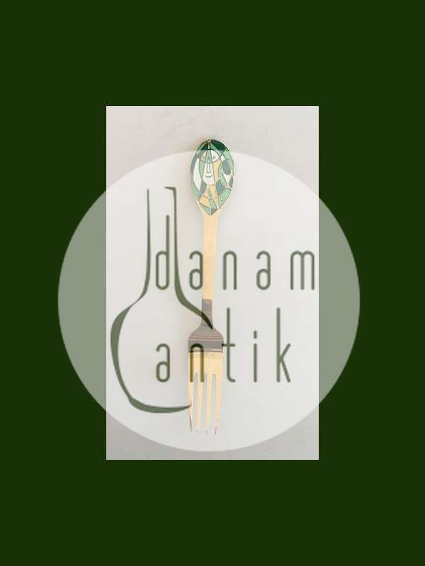 A. Michelsen 1980 Julegaffel Forgyldt Sterling Sølv med Emalje