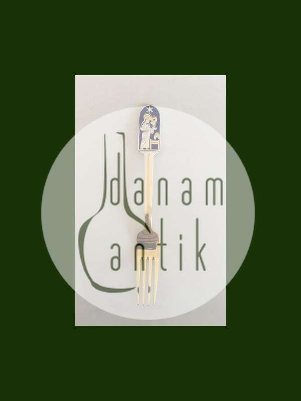 A. Michelsen 1934 Julegaffel Forgyldt Sterling Sølv med Emalje.