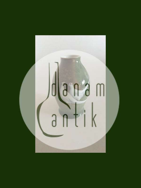 Heubach Art Nouveau Vase med dekoration af to Hvide Fasaner