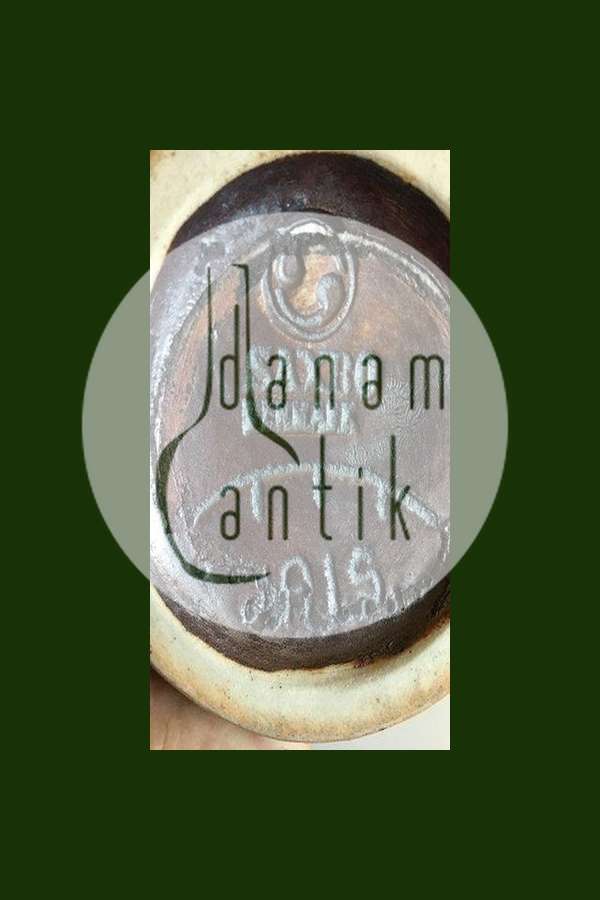 Saxbo Stentøjsvase/kande med grøn glasur