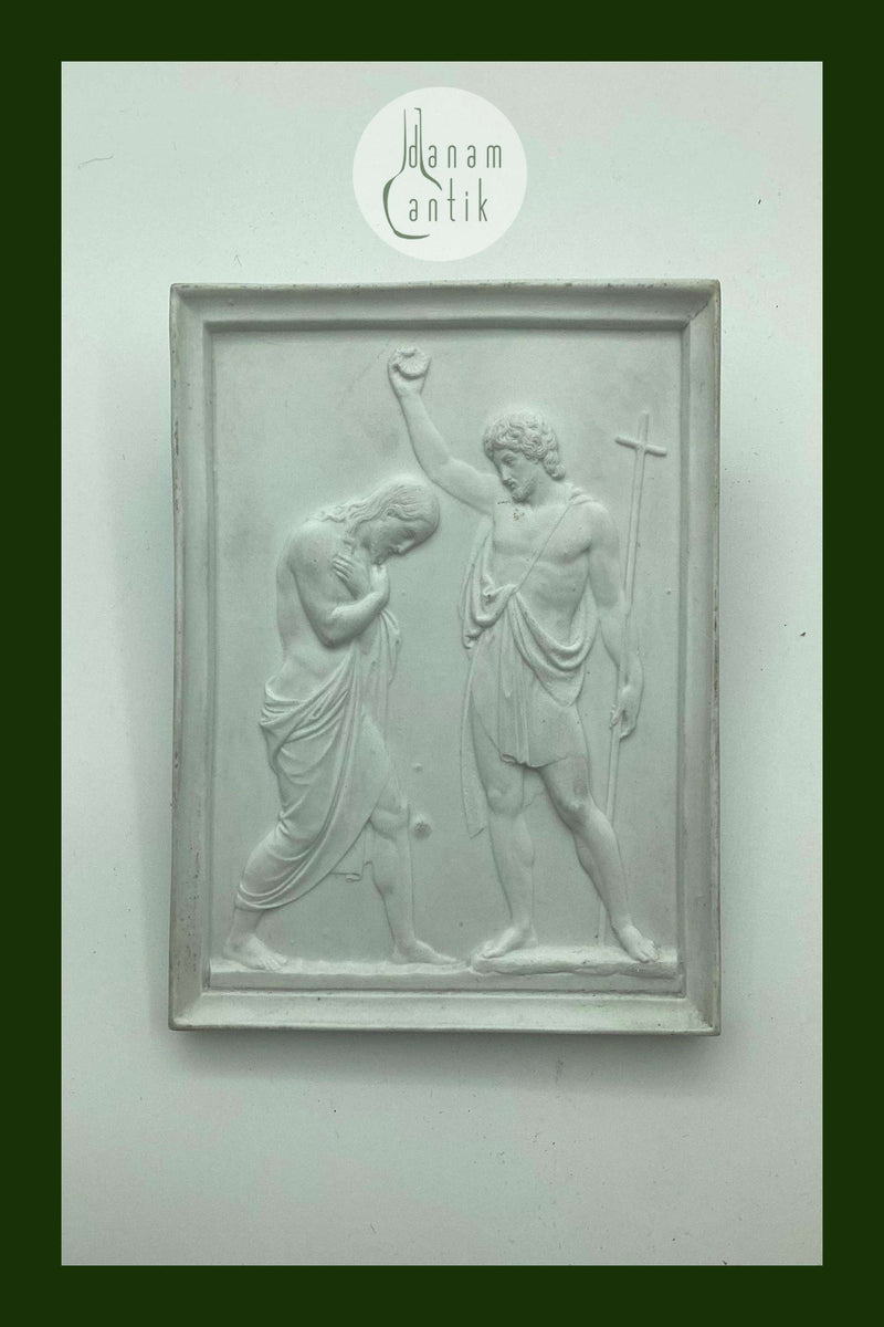 Royal Copenhagen Bisquit Platte Thorvaldsens Kristi Dåb (113)