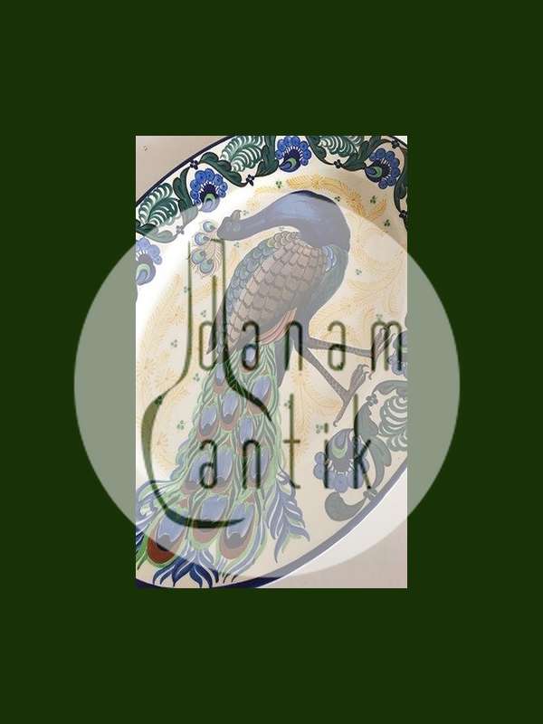 Aluminia Ovalt Fajance Fad med Påfugle Motiv No 736/632