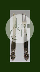 Georg Jensen King Sterling Silber Obst-/Dessertmesser und -gabel