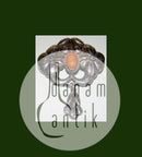 Danish Art Nouveau Brooch with Ambor and Green Stones