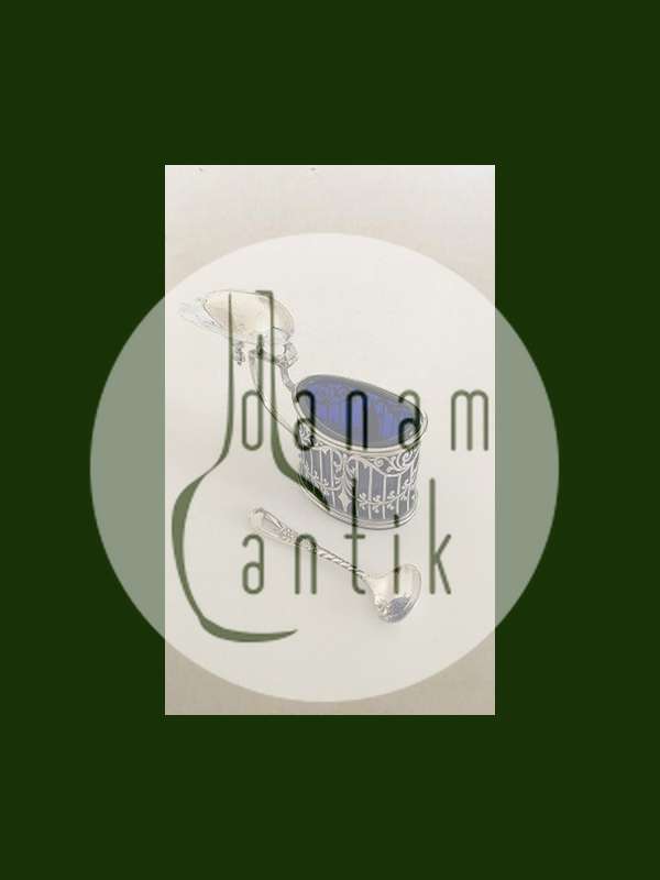 Birks Sennepsbeholder i Sterling Sølv med ske i sølvplet