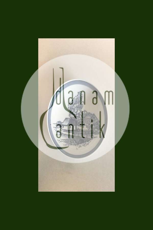 Royal Copenhagen Unika Skål dekoreret med gårdmotiv af Sven Vestergaard No 1081 PMN