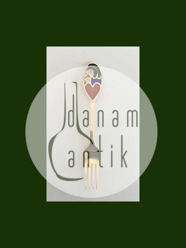 A. Michelsen 1968 Julegaffel Forgyldt Sterling Sølv med Emalje.