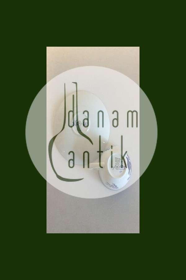 Royal Copenhagen Blå Tranquebar Mokkakop med underkop No 2124