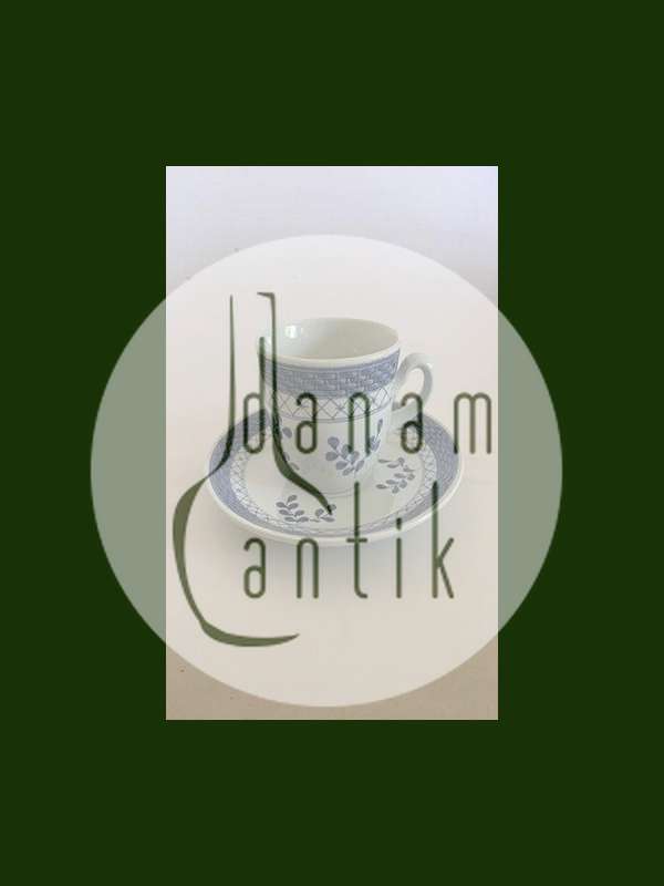 Royal Copenhagen /Aluminia Blå Tranquebar Kaffekop med Underkop No. 992