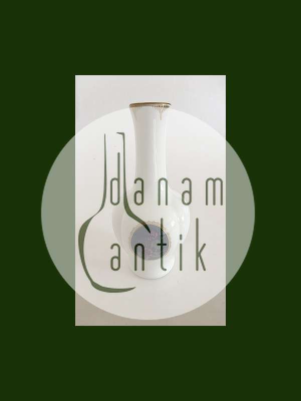 Royal Copenhagen Vase No 1981/1557 med Guldkant og Blomstermotiv