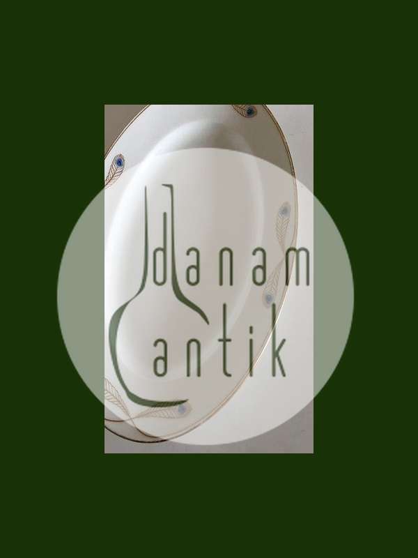 Royal Copenhagen Stel No 118 Ovalt Serveringsfad Påfugl med Guldkant