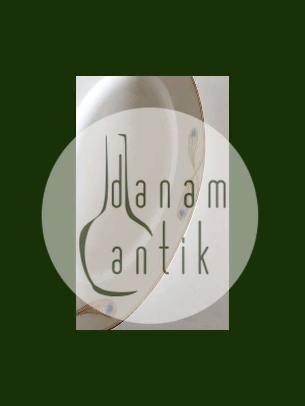 Royal Copenhagen Stel No 118 Ovalt Serveringsfad Påfugl m. Guldkant