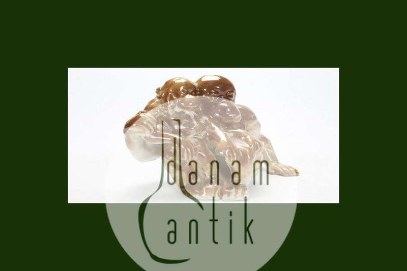 Bing & Grøndahl Stentøjsfigur i Lystre Glasur af Gauguin/Knud Kyhn Abe med Unge