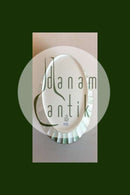 Royal Copenhagen  Oval kanneleret skål Stel med grøn dekoration med guld på form 507(Herregaard)