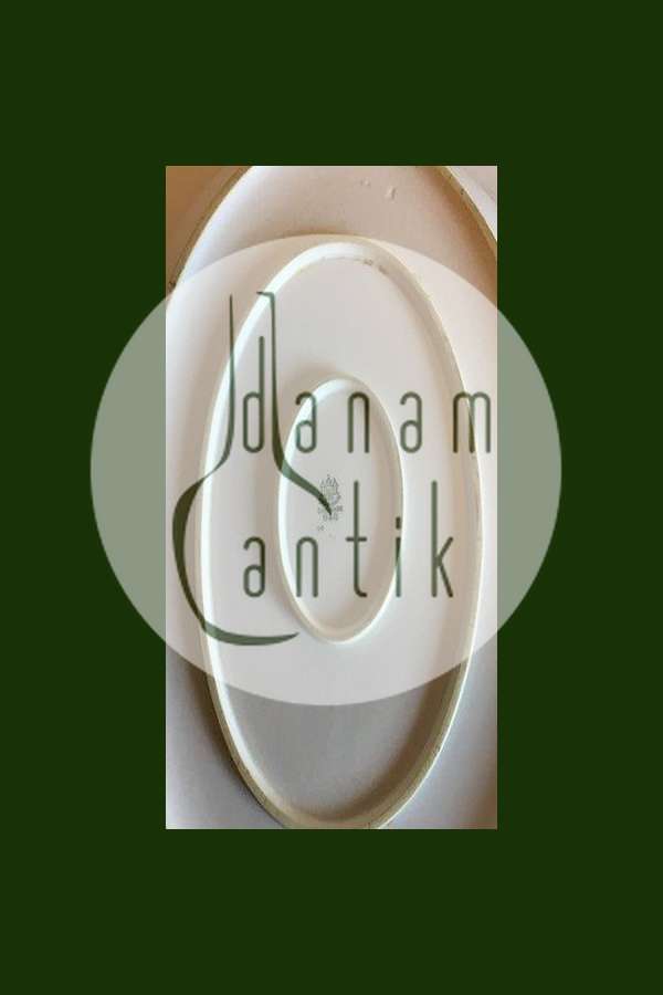 Bing & Grøndahl Ovalt fad No 14 Stel med grøn dekoration med guld på form 507(Herregaard)