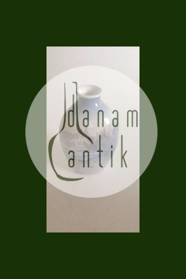 Dahl Jensen Porcelænsvase i Underglasur med strandmotiv No 91/56