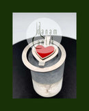 ジョージ ジェンセン マネークリップ No 390 レッドハート型エナメルインレイ付