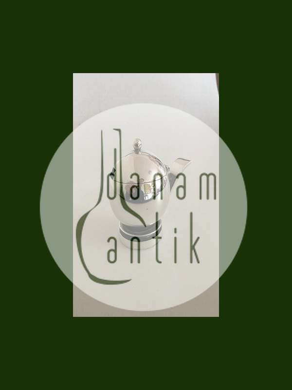 Georg Jensen Pyramide Sterling Sølv Sennepskrukke med blå emalje No 632