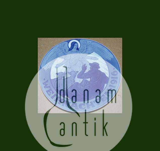 Royal Copenhagen Juleplatte fra 1916 med Tysk indskription "Weihnachten"