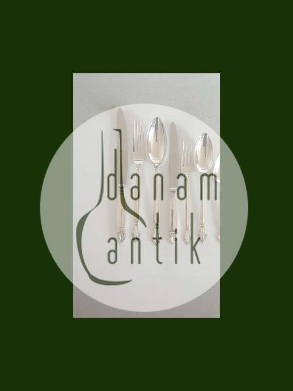 Georg Jensen Sterling Silber Besteck Queen 54 Stück mit alten Briefmarken