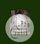 Hængelampe i hvid glas med motiver.