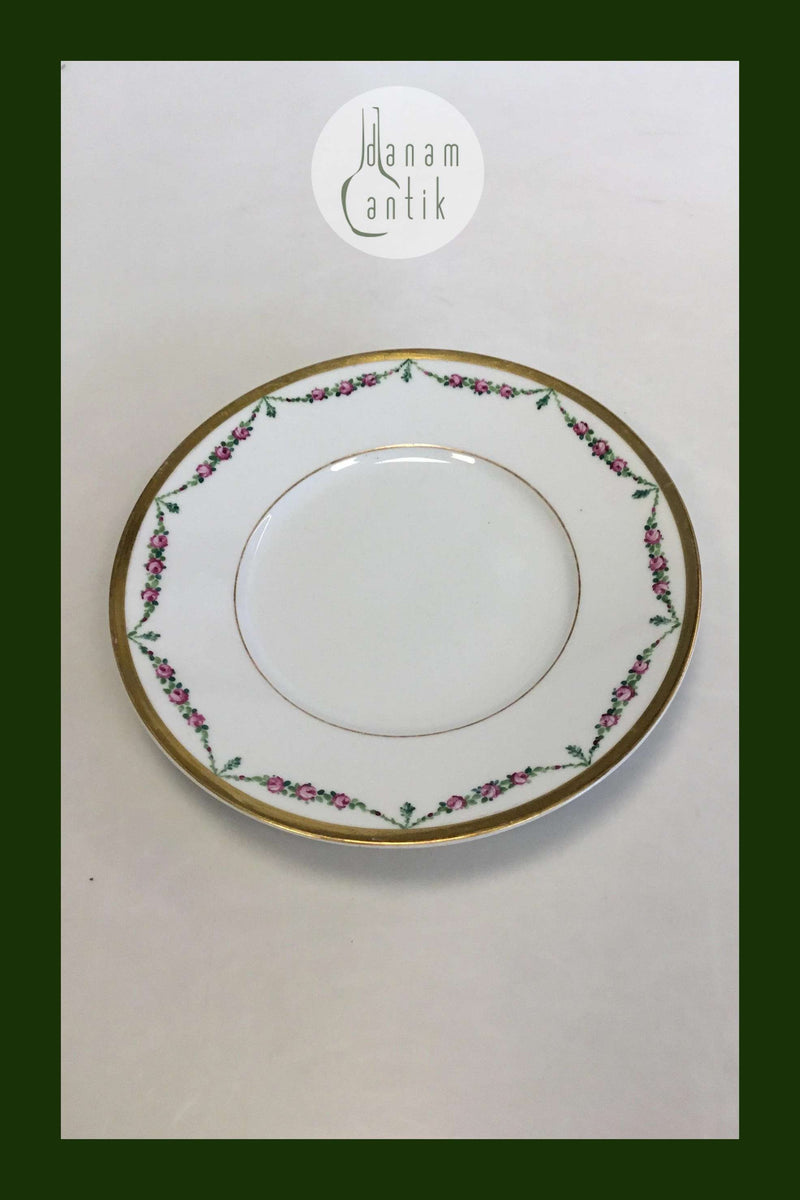 皇家哥本哈根一套478号玫瑰花环金质餐盘编号10519