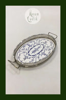 德国Bayerische Metall Fabrik BMF公司，带金属边缘的蓝色彩绘瓷器托盘