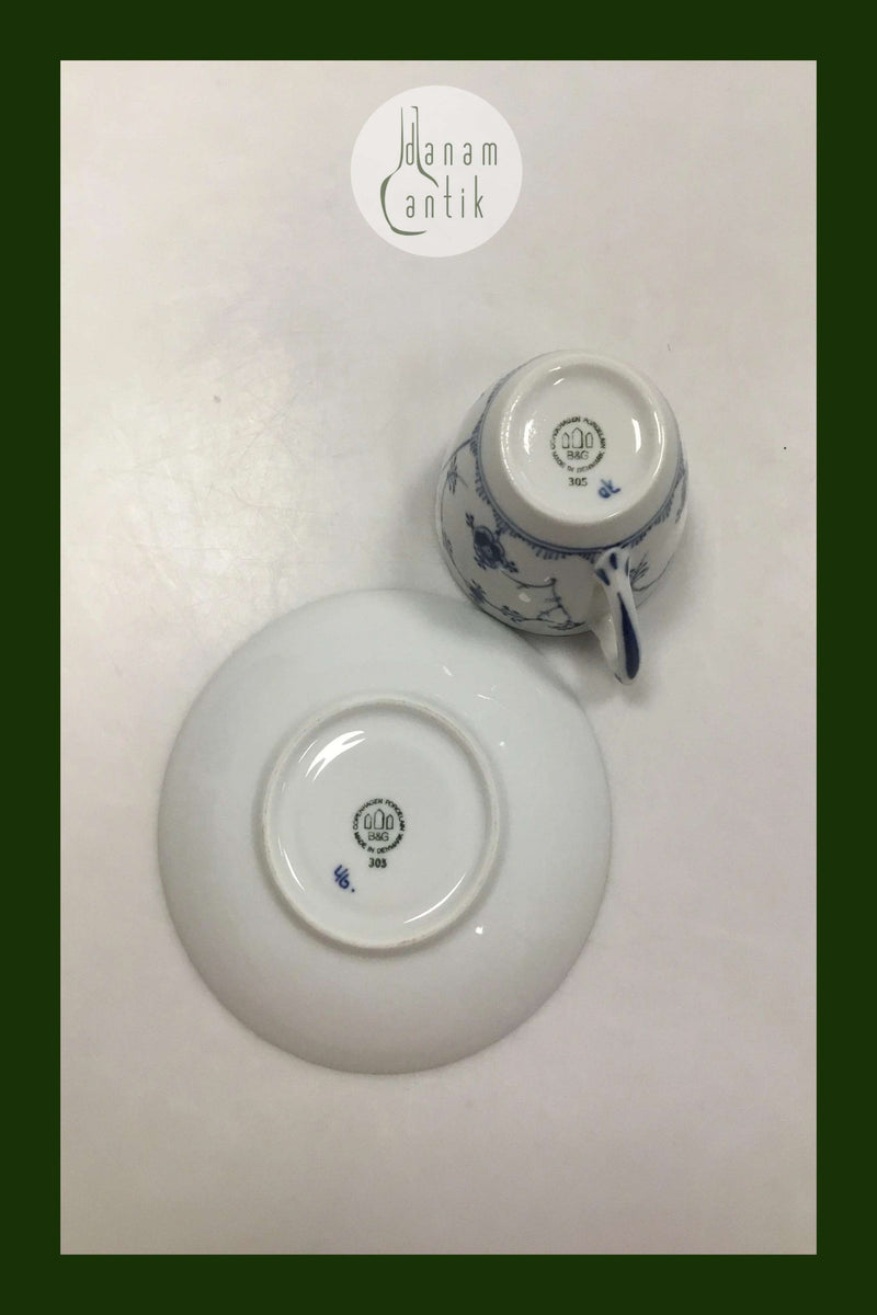 Bing & Grøndahl Blåmalet Musselmalet Kaffekop og Underkop No 305/102