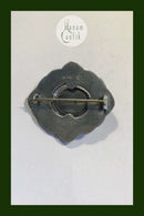 Danish Silver Grann and Laglye Brooch with Amber and Chrysopras