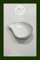 Bing & Grøndahl Hvidt glat stel med guldkant Nyreformet skål No 38