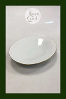Bing & Grøndahl Hvidt glat stel med guldkant Oval skål på fod No 223