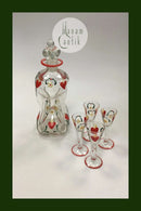 Holmegaard Klukflaske med 4 tilhørende snapseglas